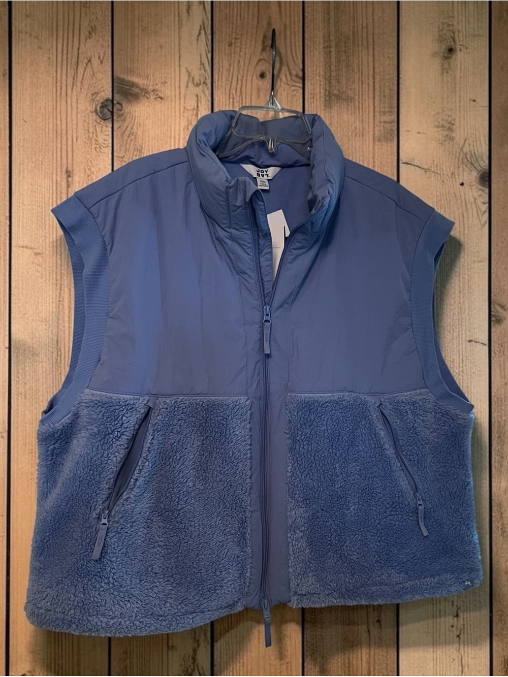 JoyLab Dusky Blue Sherpa-Trim Quilted Vest